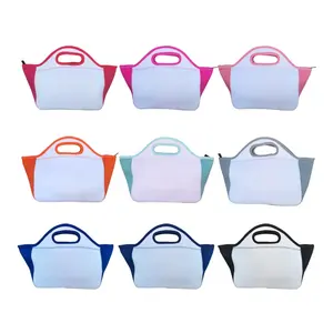 Back to School Colorful Rim Sublimation Blank Neoprene Kid Lunch Bag Customized Design DIY Cooler Tote Bag