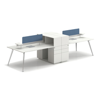 Poste de travail moderne pour 4 personnes, bureau informatique pour espace ouvert
