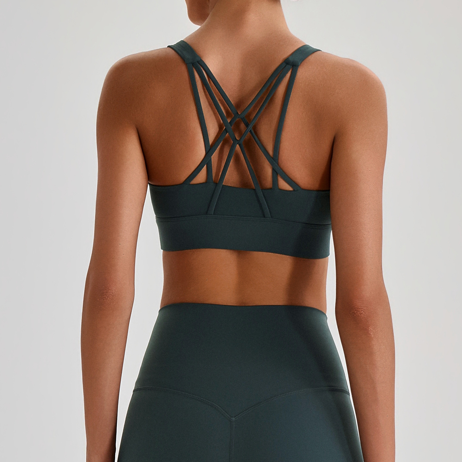 Custom Logo Women Cross Back Sports Bra Strappy Back High Support Yoga Gym Workout Activewear 4135