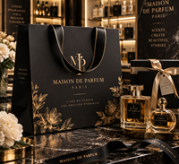 Sac en papier kraft biodégradable durable personnalisé pour coffret cadeau de parfum avec poignée en ruban laminé, emballage haut de gamme
