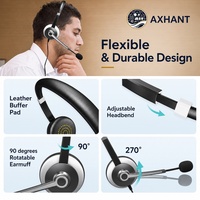 Headset ENC Berkabel Over Ear USB Stereo dengan Kontrol Volume dan Mikrofon Boom untuk Call Center Bisnis