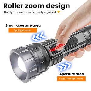 Waterproof ABS Pulley Zoom 15W LED Torch Portable Outdoor Camping Flashlight Type-c Rechargeable Built-in Battery Aluminum Alloy - Product Image 4