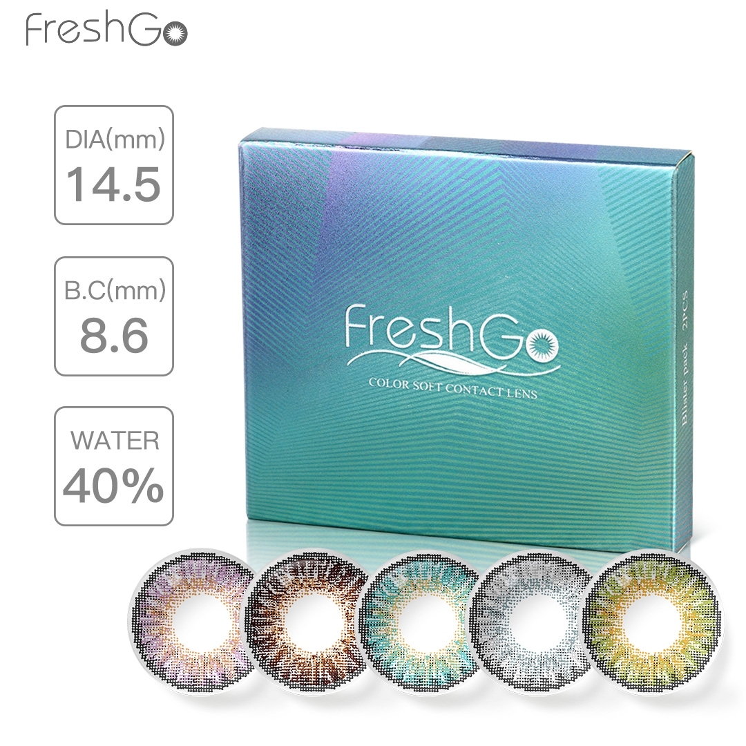 Free Shipping Freshgo Tri 3 Tone Colored Contact Lenses Cosmetic Colored Contacts 1 Year lentes de contacto Color Contact Lens