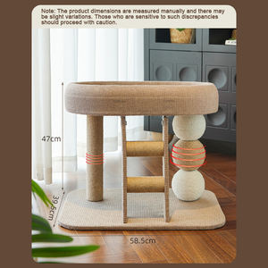 OEM ruang kecil sarang kucing terintegrasi melompat Platform Sisal menggaruk pos memanjat bingkai bersarang bermain bola terbuat dari kayu karton - Product Image 6