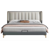 Nouveau Lit Double Moderne Minimaliste en Cuir 2026 Haut de Gamme avec Bordure Rembourrée et Grand Rangement pour Chambre Parentale