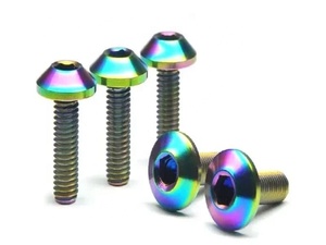 Aluminium Hex Cap <b>Screws</b> 12mm Diameter Anodized Rainbow Gold Finish Metric Threaded Fasteners - Product Image 4