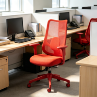 Chaise de bureau ergonomique moderne à dossier mi-haut en maille avec accoudoirs réglables, base pivotante, structure en acier et réglage en hauteur