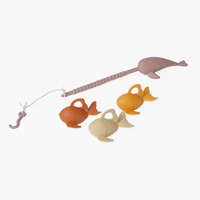 Mainan mandi memancing bayi silikon, Set permainan memancing mengambang untuk anak-anak & balita, tongkat pancing mainan