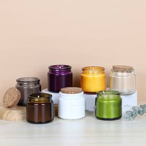 Vetro di colore grigio 100ml 4oz all'ingrosso di lusso Mini piccolo verde chiaro ambra <span class=keywords><strong>candele</strong></span> recipienti con tappo in legno sughero - Product Image 5