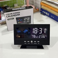 Horloge de bureau pour salon, station météo, écran LCD couleur, moniteur de température et d'humidité, article populaire, réveil lumineux, caméra cachée