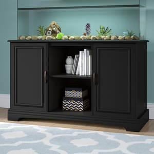 Meuble tv d'<span class=keywords><strong>aquarium</strong></span> en bois noir pour <span class=keywords><strong>aquarium</strong></span> avec étagère de rangement ouverte vente en gros en usine - Product Image 2