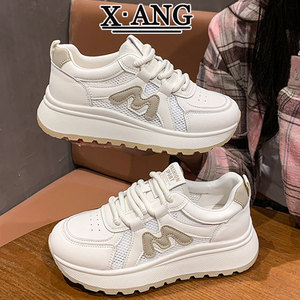 Women's Agam <b>Shoes</b> New Summer Collection Genuine Leather Waffle-style Mesh Upper Breathable Casual Sports <b>Shoes</b> Thick Walking - Product Image 3