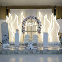 Support de fond lumineux en métal à prix d'usine, forme de vague de flamme LED, forme d'algues marines, décoration de fond, arche pour mariage
