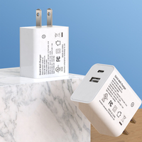 Adaptador de Corriente PD Superrápido de 25W Shenzhen Lvxiangyuan, Cargador de Pared de Viaje con Puertos Duales USB-C y USB-A, Certificaciones UL, CUL, FCC, DOE Nivel VI, NRCAN