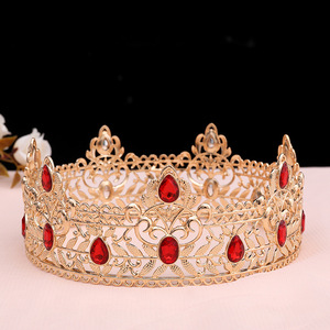 Vintage Royal Baroque Headband Birthday Headdress Cross Border Colored Crystal European and American <strong>King</strong> Men's Large <strong>Crown</strong> - Product Image 4