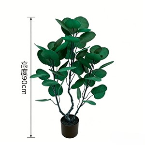 Plante d'arbre à monnaie préservée luxurante avec tronc tressé et feuilles en forme de parapluie pour la prospérité, à poser sur bureau et étagère - Product Image 2