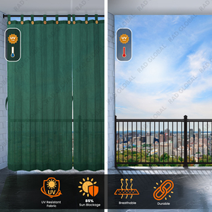 ผ้าม่านวงกลมสำหรับกลางแจ้ง 150 GSM สีเขียวป่า พร้อมความสง่างามที่ได้รับแรงบันดาลใจจากธรรมชาติ สำหรับพื้นที่กลางแจ้งที่มีลมพัดและระเบียงที่ผ่อนคลาย - Product Image 2