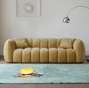 Modern Tufted Living Room <b>Sofa</b> Curved Upholstered Couch Plush Texture Lounge Seating <b>for</b> Apartment Villa - Product Image 2