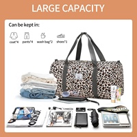 Sac de sport avec impression de logo personnalisé Sac polochon de voyage Sac de voyage léopard monogramme Weekender Sac de voyage de nuit pour femmes