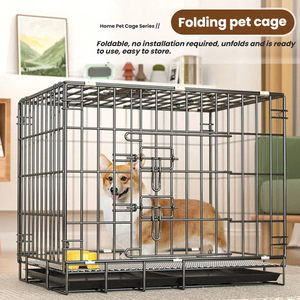 <span class=keywords><strong>Jaula</strong></span> Plegable de Metal Sólido para Perros Pequeños/Medianos con Ventana Superior, Bandeja Extraíble, Caja de Alambre Reforzado, Empaquetada sin Ensamblaje - Product Image 2