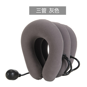 Dispositif de traction cervicale gonflable, support de cou en velours à trois couches, fonctionnement manuel pour usage domestique, bleu - Product Image 4