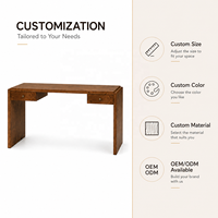 Table console moderne de luxe en bois de palissandre, bureau cascade avec tiroirs pour villa, hôtel, bureau à domicile ou projet