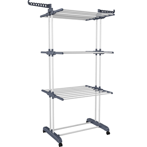 3 tendederos grandes de pie plegables, ajustables, retráctiles y desmontables con barras - Product Image 1