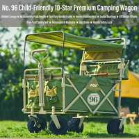 Chariot de camping pliable pour enfants, poussette à pousser et à tirer, chariot de camping avec auvent haute visibilité, remorque de transport extérieure
