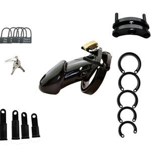 Dispositivo di castità maschile gabbia del cazzo con 5 dimensioni anello del pene serratura gabbia del cazzo cintura Bondage Fetish giocattoli adulti del sesso - Product Image 5