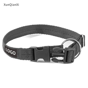 Collar Ajustable para Perro al por Mayor OEM, Clásico, Sólido, 10 Colores Disponibles, Collares de Nailon para Mascotas, Negro, con Logotipo Personalizado - Product Image 1