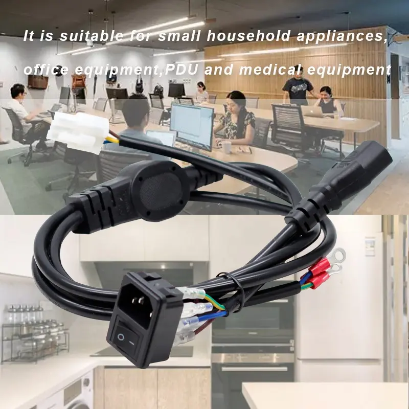 EU Standard Switch Split To Socket Input Split To 3 Output Socket C13 Computer Copper Customized PVC H05VV-F 3*0.75mm Power Cord