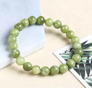 4MM-10MM Hersteller Direkt versorgung Green Jade Bead Armband Edelstein Runde Perlen Stretch Armband für Frauen Männer