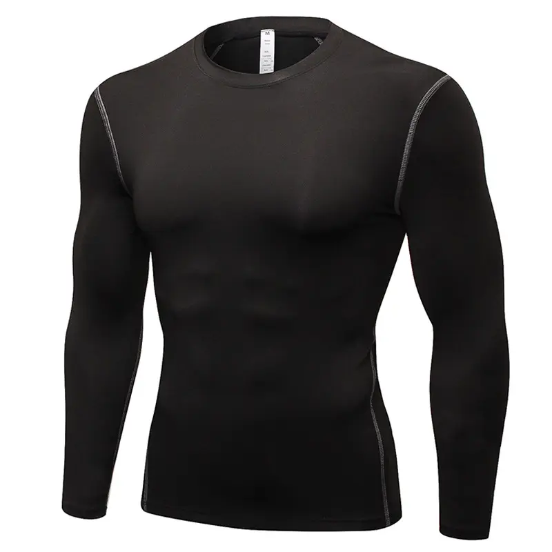OEM Compression Tops Lightweight Men Tight Fit Long Sleeve Running T Shirt
