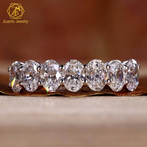 Bague de fiançailles en or massif 14k 18k avec diamant créé en laboratoire certifié Gia Igi CVD HPHT pour femme et homme, coupe ovale - Product Image 1