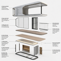 Maison préfabriquée moderne de 40 pieds avec chambre, salle de bain, salon et bureau pour hôtels ou usage personnel