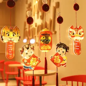 Lanterne rouge décorative de style traditionnel chinois pour le Nouvel An, étanche IP65, <span class=keywords><strong>avec</strong></span> <span class=keywords><strong>ventouse</strong></span>, à suspendre, lumières LED portatives - Product Image 3