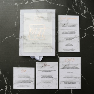 Sang trọng tùy chỉnh bằng đá cẩm thạch in trắng đen bìa cứng Pocket <span class=keywords><strong>Box</strong></span> rõ ràng Acrylic lời mời cho đám cưới Kinh doanh Quà tặng lưu niệm - Product Image 3