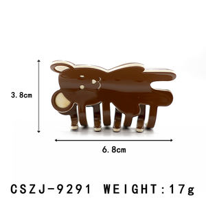 Barrette à cheveux en acétate personnalisée en forme d'ours de 6,8 cm, design animal mignon, pince à mâchoires, couleur et motif personnalisables, unisexe - Product Image 2