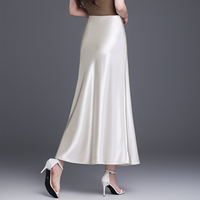 Jupe midi en satin d'acétate soyeux sur mesure OEM pour femme, élégante, unie, taille haute, demi-jupe, vêtements pour femme, vente en gros