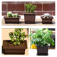 Pot de fleur en argile violette d'intérieur/extérieur Pot de plante carré/rectangulaire en plastique pour plantes succulentes anciennes Bonsai Plantin