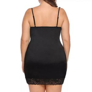 Robe de nuit grande taille 6XL pour femme, sexy, avec dentelle et patchwork, lingerie de nuit, nuisette oversize - Product Image 4