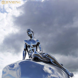 Tác phẩm điêu khắc hình kim loại được đánh bóng gương ngoài trời, tượng Nàng Tiên Cá và đồ trang trí điêu khắc nàng tiên cá bằng thép không gỉ tùy chỉnh - Product Image 2