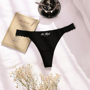 Logo personnalisé une pièce découpé au laser G-String culotte sans trace lingerie <span class=keywords><strong>Tong</strong></span> Ropa intérieur femmes sans couture sous-vêtements <span class=keywords><strong>en</strong></span> soie glacée - Product Image 4