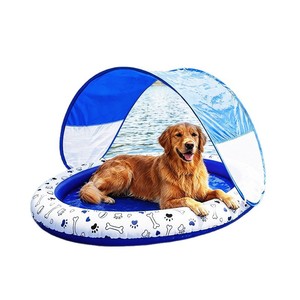 <b>Inflatable</b> Pet Float Dog Pool Float Blue 145x114Cm With Shade Canopy Outdoor Water Toy - Product Image 4