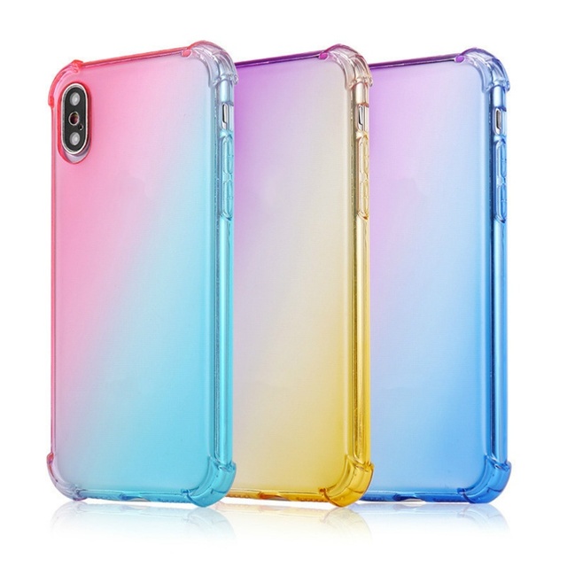 For XS Max & XR Shockproof Gradient TPU+PC Phone Case with UV Painting 5 Colors
