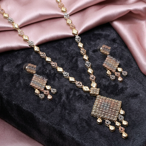 Wholesale 3 Tone Gold Plated Turkey Long Necklaces Set, Fashion Jewelry, Tri Color Long Jewelry, 3 Tone Filled Brass Necklaces. - Product Image 1