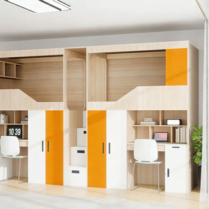Lit superposé moderne à faible hauteur pour enfants, axé sur la sécurité, avec <span class=keywords><strong>bureau</strong></span> <span class=keywords><strong>intégré</strong></span> et rangement, privilégiant le jeu sûr, l'étude et l'école - Product Image 3