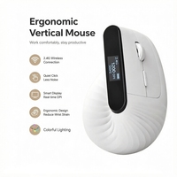 Mouse Gaming Kantor Ergonomis Nirkabel Vertikal Dual Mode 2.4G Isi Ulang RGB Layar Pintar Klik Senyap 800-1600 DPI