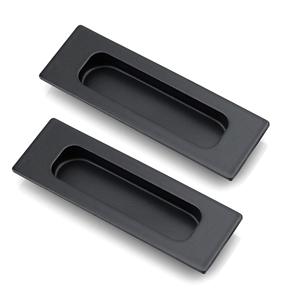 Black Rectangular Recessed Bypass Door <strong>Handles</strong> Barn Door Finger <strong>Pull</strong> Set Sliding Closet Door <strong>Handles</strong> - Product Image 1