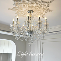 Lustre en cristal réglable en hauteur pour villa, bar, salle de banquet de mariage, hall d'hôtel, style romantique français pour toute la maison